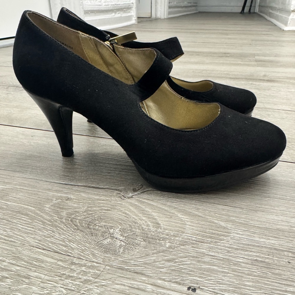 Black Mary Jane Platform Heels Round Toe Pumps Size 6.5 - Picture 2 of 5
